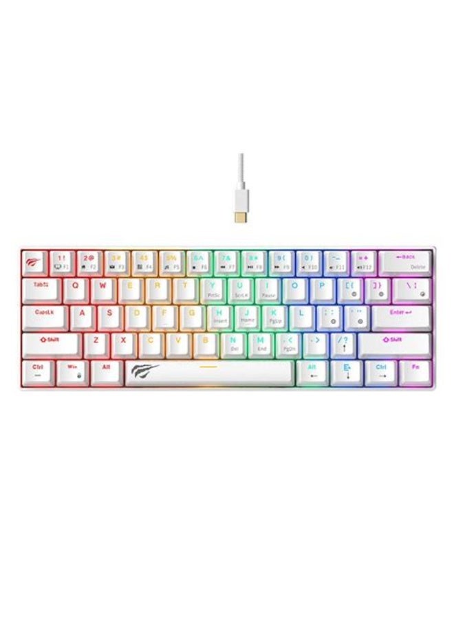 هافيت HAVIT HV-KB903L Mechanical Gaming Keyboard – RGB Backlit, Red Switches, White Switches, 61 Keys ( White / Blue / Transparent) - Image 3
