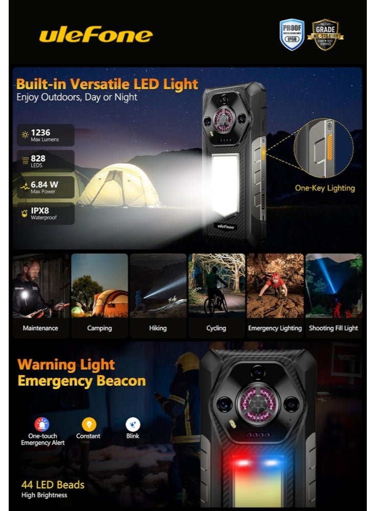 أوليفون هاتف أرمور 30 4G أندرويد 15 المتين | 12GB+512GB | شاشة 6.95" FHD 120Hz | كاميرا 64MP رؤية ليلية + 50MP + 50MP + 32MP، 12800mAh 66W، هالة لا نهائية، IP68/IP69K/NFC | أسود - Image 3