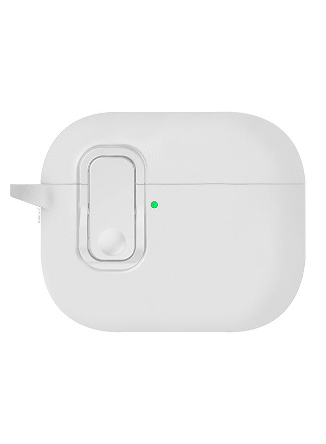 MARGOUN AirPods Pro 3 Leather Case with Snap Closure and Integrated Keychain - Protective Case white - Image 3