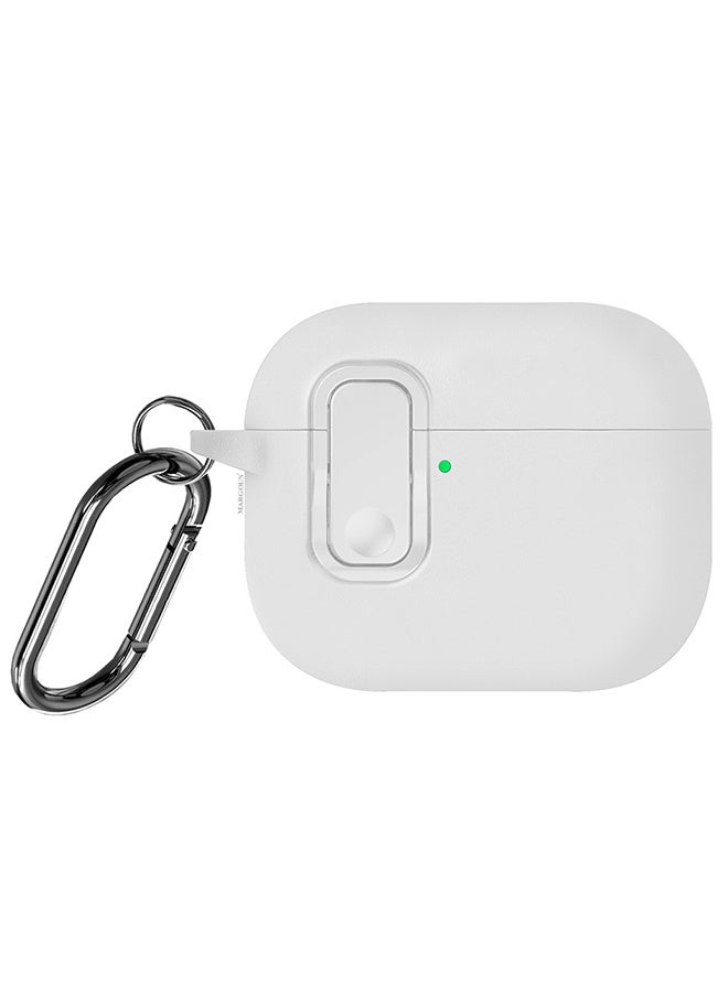 MARGOUN AirPods Pro 3 Leather Case with Snap Closure and Integrated Keychain - Protective Case white - Image 1