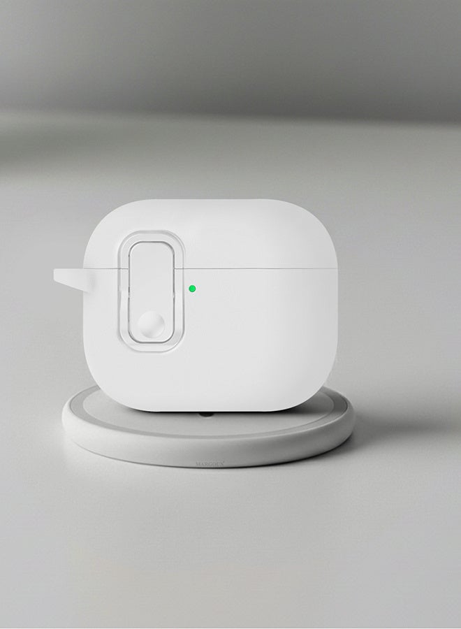 MARGOUN AirPods Pro 3 Leather Case with Snap Closure and Integrated Keychain - Protective Case white - Image 4