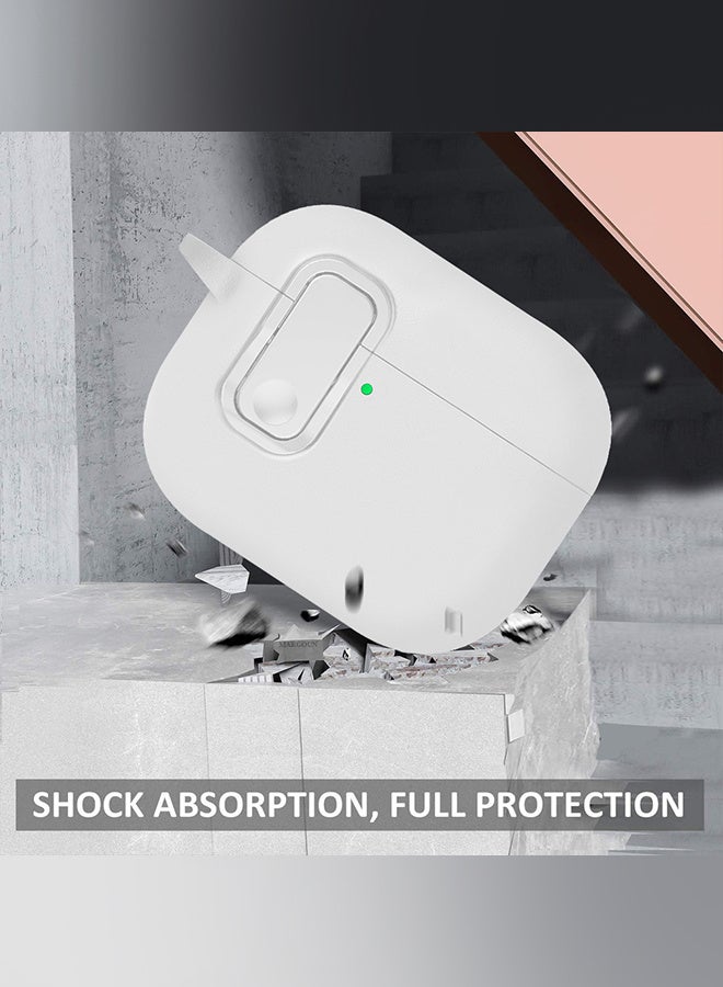 MARGOUN AirPods Pro 3 Leather Case with Snap Closure and Integrated Keychain - Protective Case white - Image 5