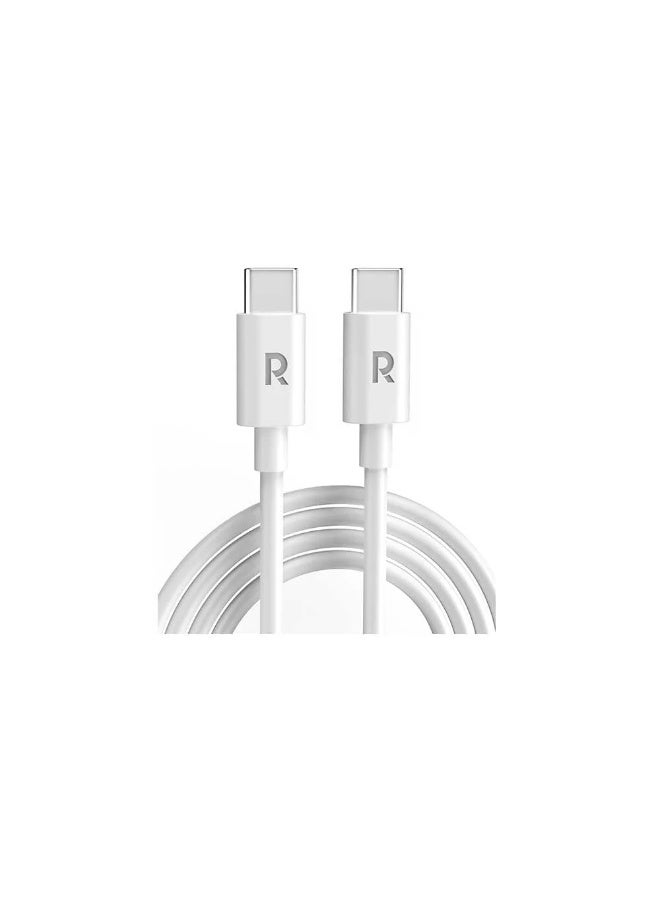 راف باور 2 in 1 Combo  Wall Charger 20 Watt Kit with (Type-C to Type-C Cable) - White - Image 3