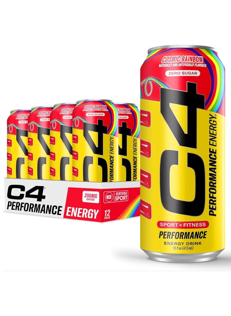 CELLUCOR C4 Performance Energy Drink Pre-Workout - Cosmic Rainbow - (Pack of 12) - Image 1