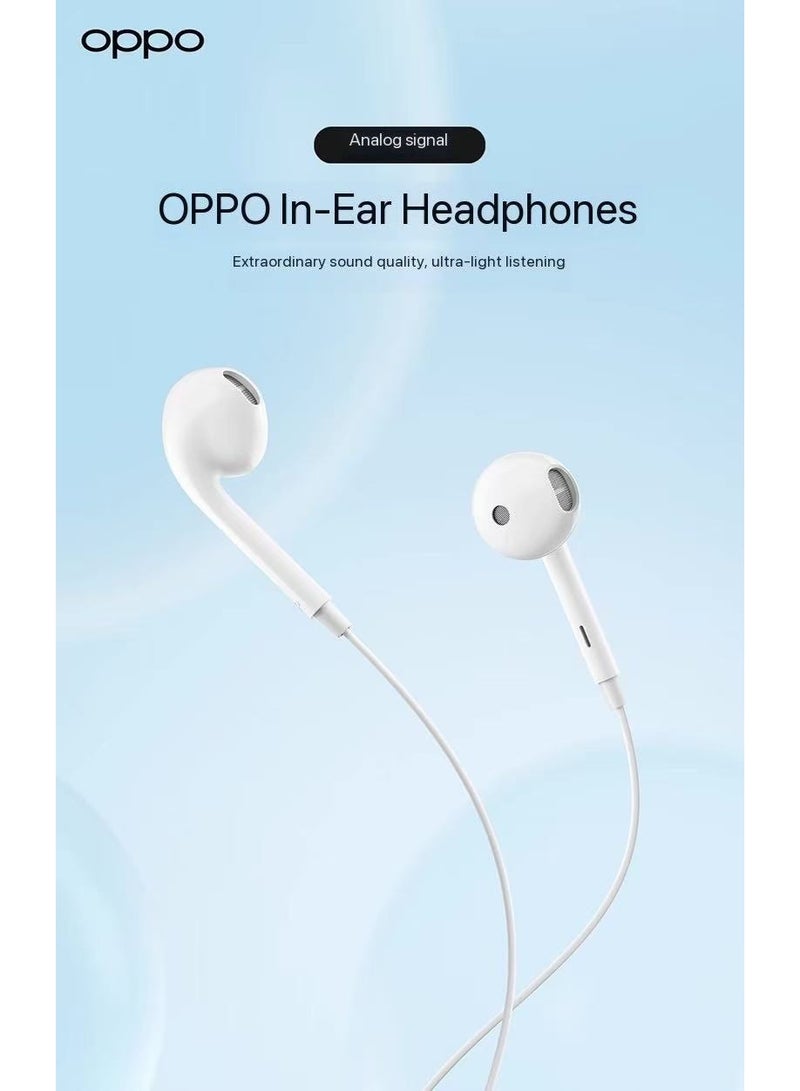 OPPO Original OPPO MH166 Semi-In-Ear Wired Headphones with Type-C Port – Compatible with Find/Reno Series, Hi-Fi Sound & Built-in Mic (White) WHITE - Image 2