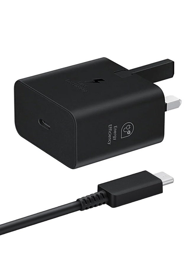 Samsung 25W power adapter with 1M cable 3A (Low Standby) Black - Image 1