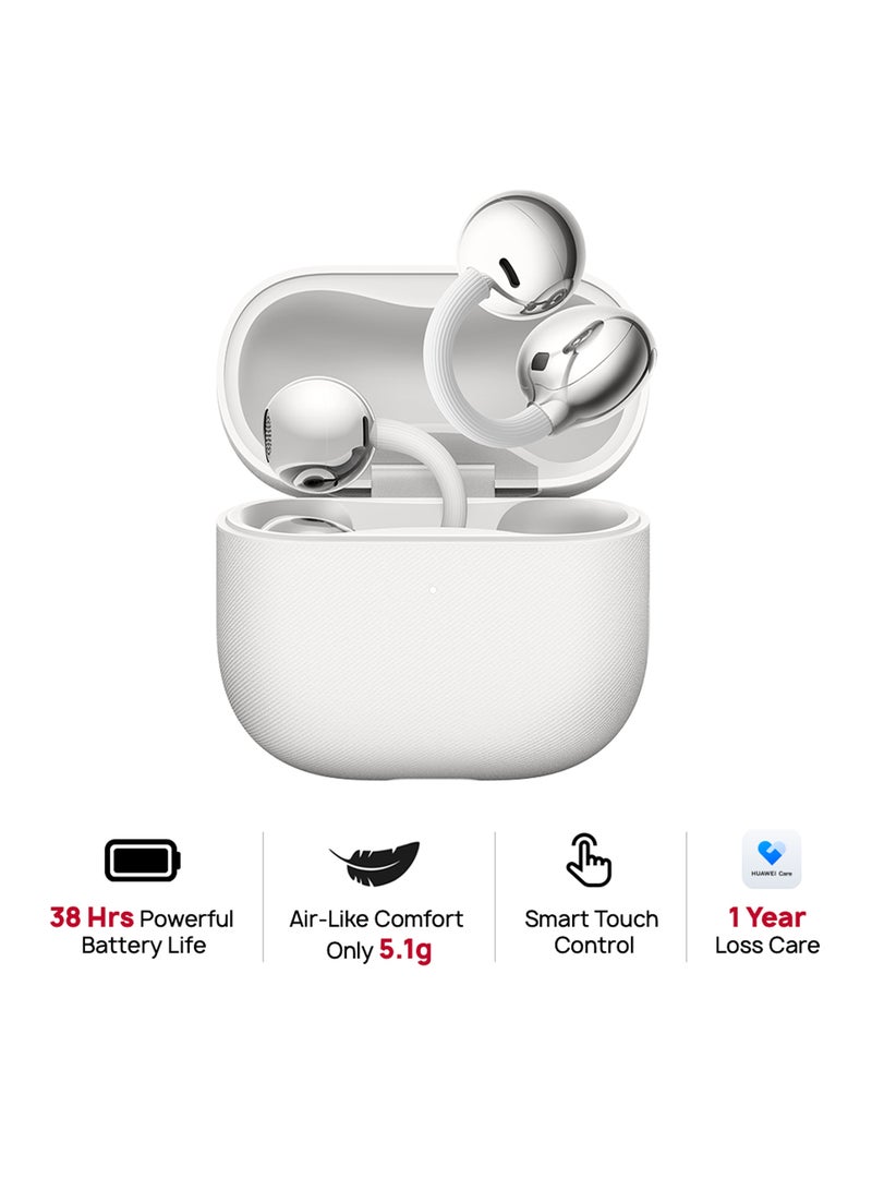 HUAWEI FreeClip 2 Wireless Earphones, Bluetooth Earbuds, Airy C-bridge Design, Adaptive Open-ear Listening, Crystal-clear Calls, 38 Hours Long Battery Life, Compatible with iOS & Android, IP57 With Free Loss Care white - Image 1