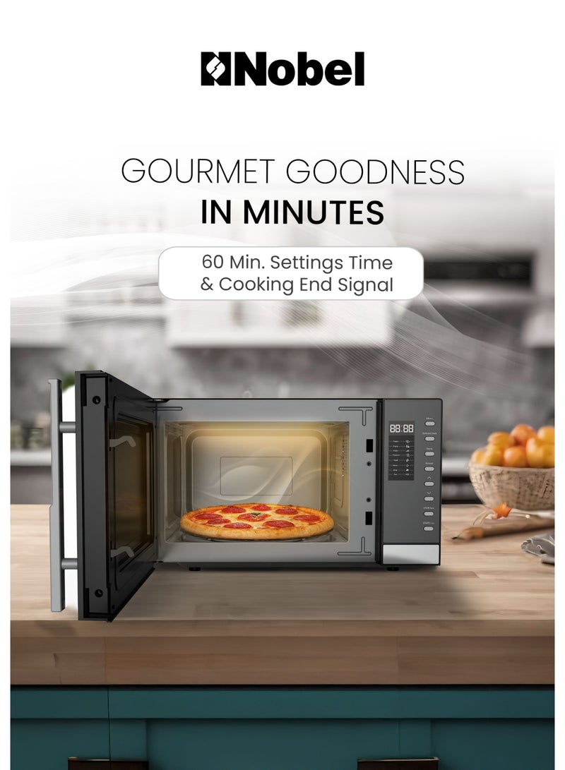 نوبل فرن ميكروويف رقمي 25 لتر 850 واط، 5 مستويات طاقة، شاشة LED، مؤقت 60 دقيقة، تحكم بالزر – NMO35D (ضمان سنة واحدة) - Image 3