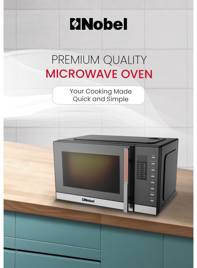 نوبل فرن ميكروويف رقمي 25 لتر 850 واط، 5 مستويات طاقة، شاشة LED، مؤقت 60 دقيقة، تحكم بالزر – NMO35D (ضمان سنة واحدة) - Image 2