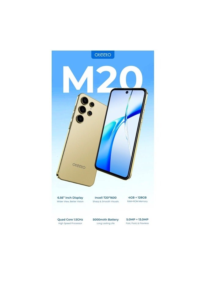 Oteeto M20 Smart Android Smartphone 4GB RAM + 128GB ROM 6.56-Inch Incell Display 5000mAh Battery - Gold - Image 5