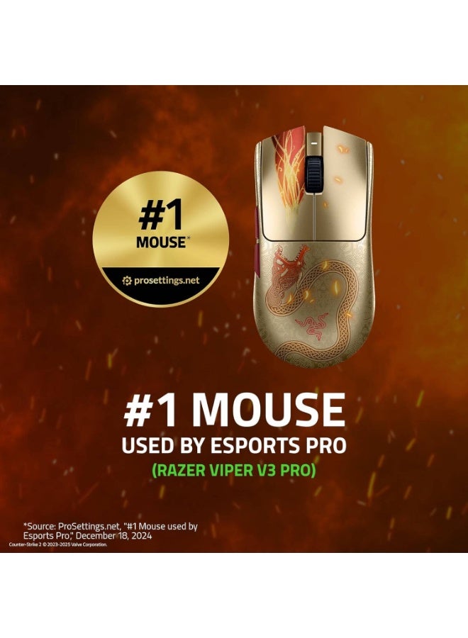 ASUS Razer Viper V3 Pro Counter Strike 2 Edition Computer Mouse, 54g Lightweight Design, 35K Gen 2 DPI Optical Sensor, Up To 95H Battery Life, Optical Mouse Switches Gen 3, Gold | RZ01-05120800-R3M1 gold - Image 3