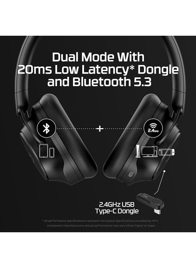 HYPERX Cloud Mix 2 Wireless Headphones with Noise Cancelling, Gaming, Music, Calling, Bluetooth 5.3 or USB-C, 110h Battery, Black - Image 3