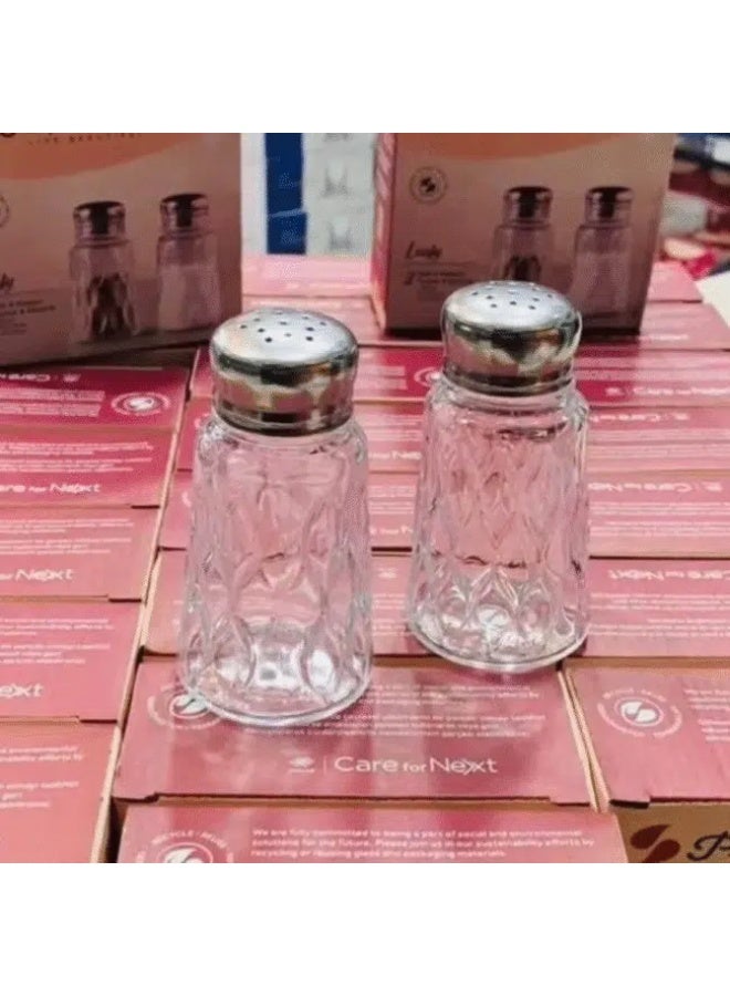 باساباتشي Pasabahce Leafy Salt and Pepper Set with Metal Lid 100ml 2Pcs- Turkey Made - Image 2