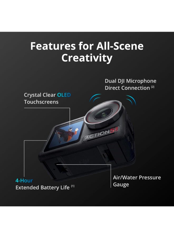 dji Osmo Action 5 Pro Essential Combo, Waterproof Action Camera with 1/1.3" Sensor, 4K/120fps Video, Subject Tracking, Stabilization, Dual OLED Touchscreens, Action Camera 4K Ideal for Sports, Vlog - Image 4