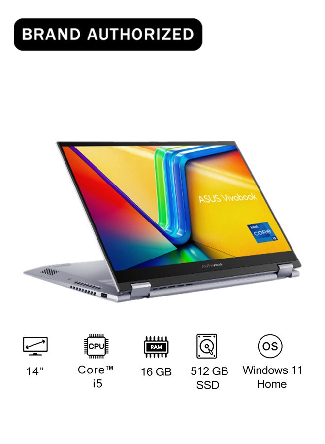 ASUS Vivobook Flip Laptop With 14-Inch Full HD Display,Intel Core i5-13420H Processor/16GB RAM/512GB SSD/Intel UMA Graphics/Windows 11 Home English Silver - Image 1