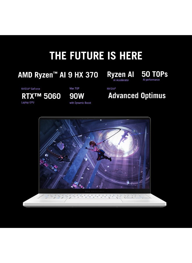 أسوس ROG Zephyrus Laptop With 14-Inch Full HD Display,AMD Ryzen 9 HX 370 Processor/32GB RAM/1TB SSD/Nvidia RTX 5060 Graphics/Windows 11 Home English White - Image 5