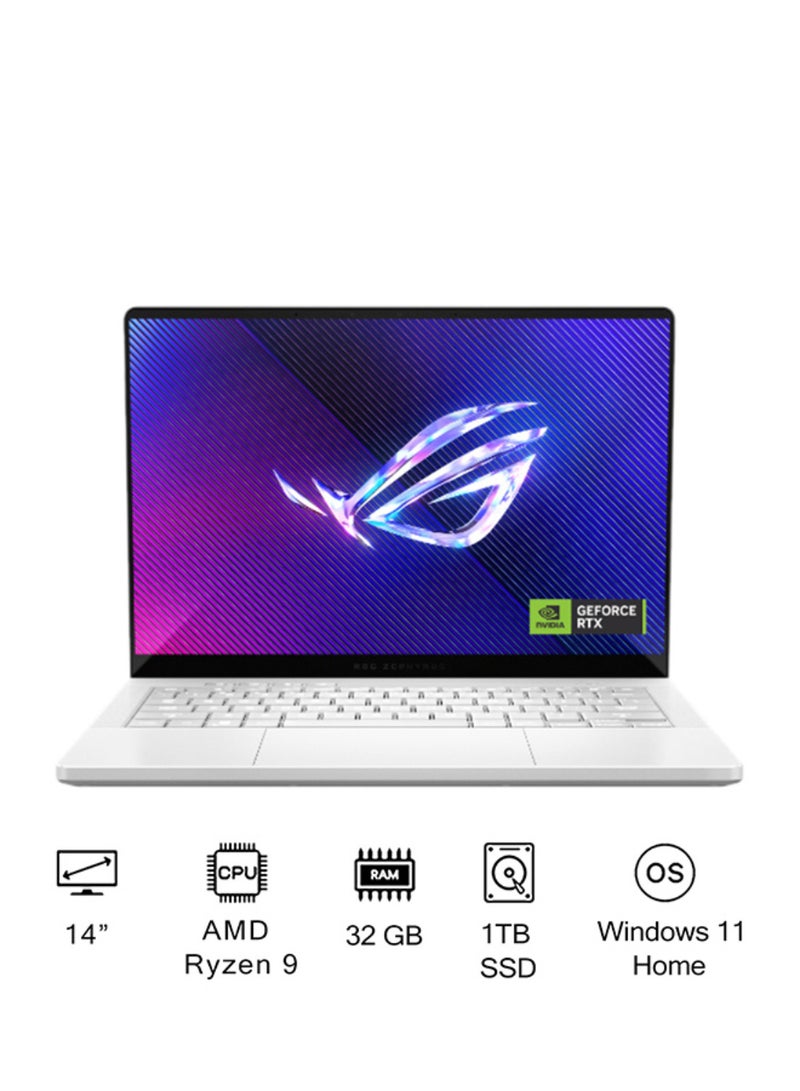 أسوس لابتوب ROG Zephyrus بشاشة 14 بوصة بدقة Full HD، مع معالج AMD Ryzen 9 HX 370 / 32 جيجابايت RAM / 1 تيرابايت SSD / رسومات Nvidia RTX 5060 / ويندوز 11 هوم - Image 1