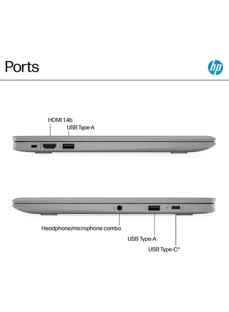 HP Chromebook, Intel Celeron N4500, 14-inch HD LED Display, 4GB RAM, 14a-ne1013dx, 64GB eMMC Storage, Intel UHD Graphics, Modern Grey, Lifetime Office English Modern Grey - Image 4