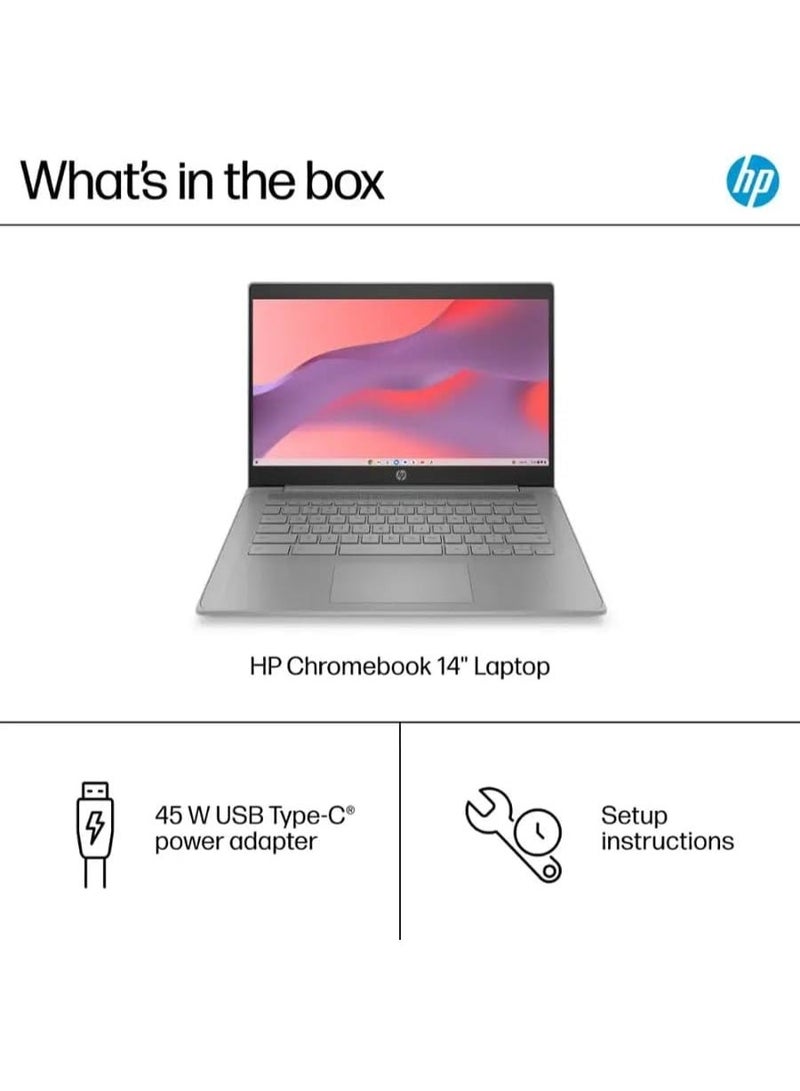 HP Chromebook, Intel Celeron N4500, 14-inch HD LED Display, 4GB RAM, 14a-ne1013dx, 64GB eMMC Storage, Intel UHD Graphics, Modern , Lifetime Office English Modern Grey - Image 2