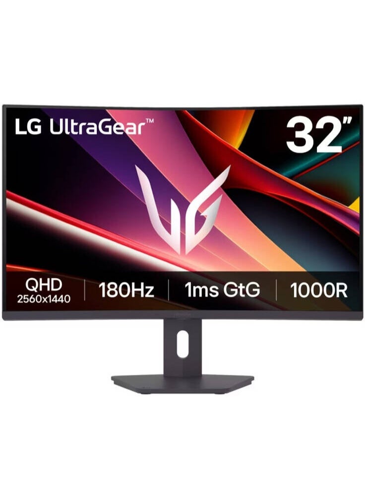 LG UltraGear G6 Gaming Curved Monitor, 32" VA Display, QHD Resolution, 180Hz Refresh Rate, 1ms (GtG) Repsonse Time, AMD FreeSync Premium Technology, Black Stabilizer, Black | 32G600A-B black - Image 1