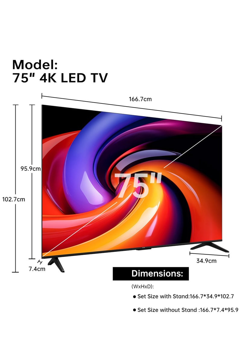 ROWA 75R55 Television 75 Inch Smart TV 4K UHD HDR 10+ Gaming Google TV, Dynamic Color Enhancement, Dolby Vision Atmos, MEMC, Voice Control, Game Master with Slim Design (2025 Model) 75R55 black - Image 2