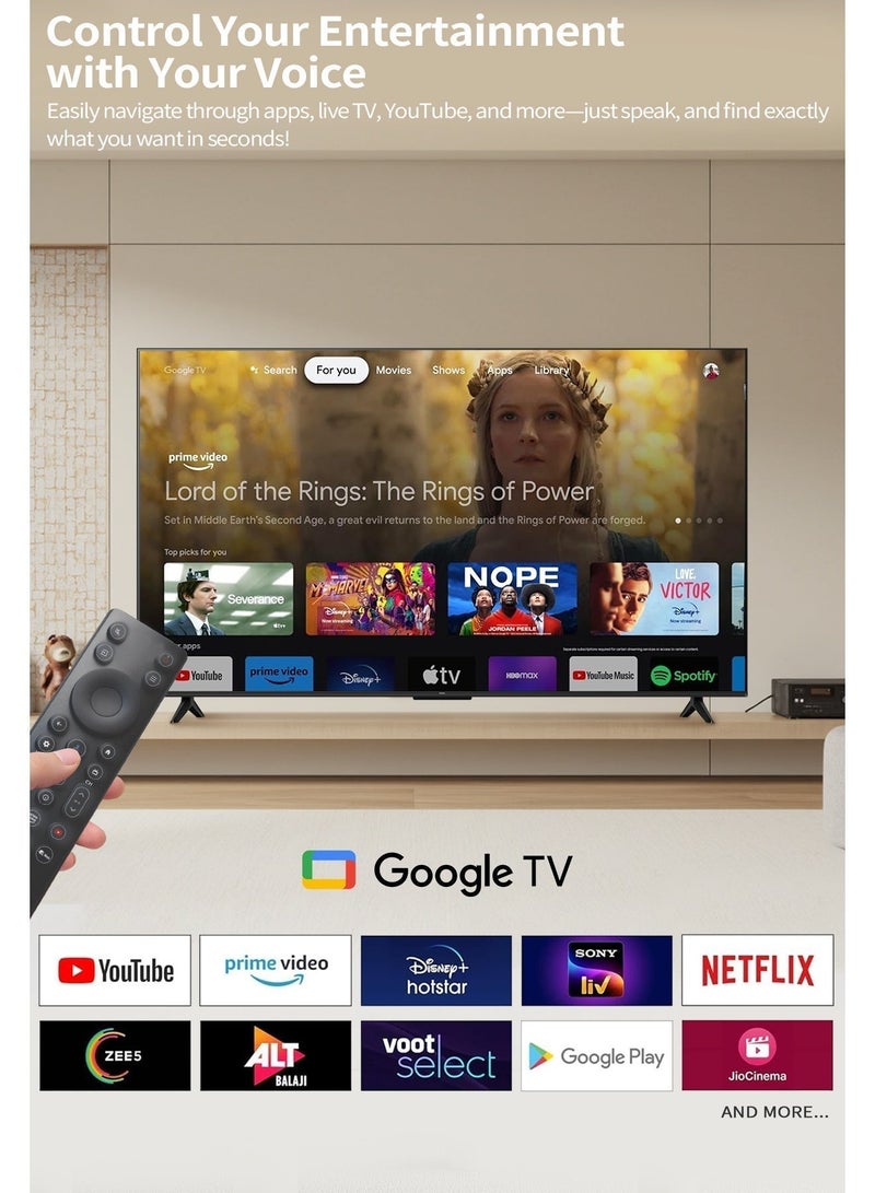 ROWA 75R85 Television 75 Inch Smart TV 4K Mini LED Colorful Quantum Crystal HDR 10+ Gaming Google TV, 144Hz Native Refresh Rate, MEMC,Dolby Atmos, Game Master (2025 Model) 75R85 black - Image 3