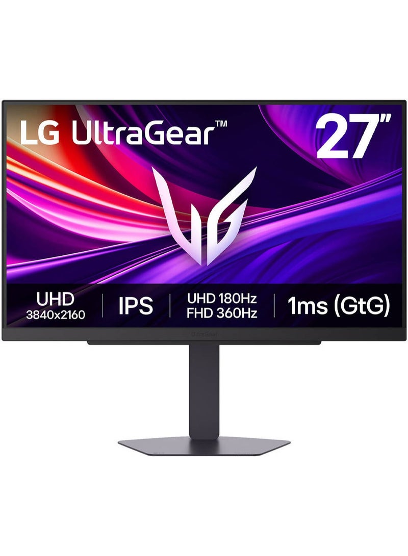 LG UltraGear G8 Gaming Monitor, 27" IPS Display, 4K UHD Resolution, 180Hz Refresh Rate, 1ms (GtG @ Faster) Response Time, NVIDIA G-Sync & AMD FreeSync Premium Pro, Black | 27G810A-B Black - Image 1