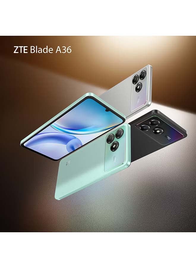 زد تي اي هاتف ZTE Blade A36 ثنائي الشريحة – أخضر مائي – شاشة 6.75 بوصة بتردد 90 هرتز – 4GB+8GB ذاكرة عشوائية، 128GB تخزين – بطارية 5000mAh – كاميرا 13MP – معالج Unisoc T7200 – نسخة الشرق الأوسط – 4G + سماعة Riversong سلكية بيضاء مع جاك 3.5 مم - Image 4