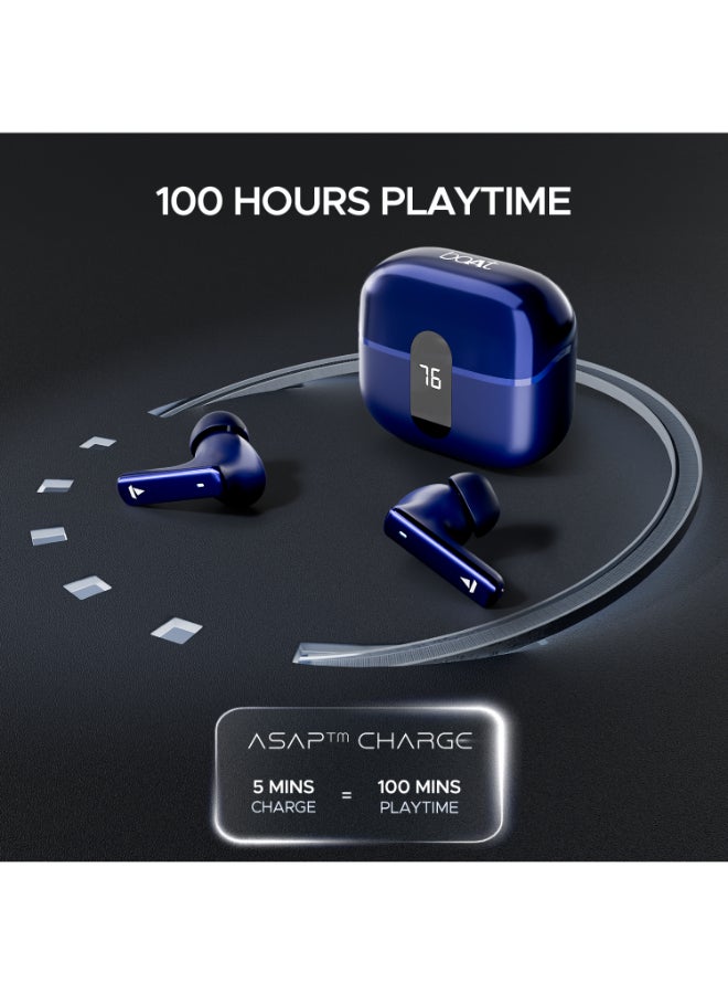 boAt Airdopes 121 Pro Plus,100H Battery,4Mics ENx,Low Latency,Fast Charge, LED Display, Stream Ad Free Music via App Support, Bluetooth in Ear Earbuds, TWS Ear Buds Wireless Earphones with mic (Blue) Blue - Image 2