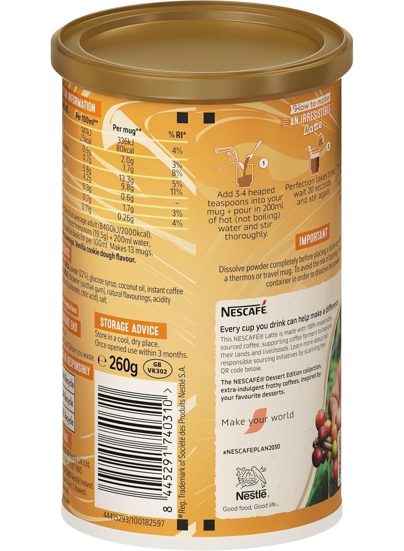 Nescafe Vanilla Cookie Dough Latte Flavour 260g 260grams Single - Image 3