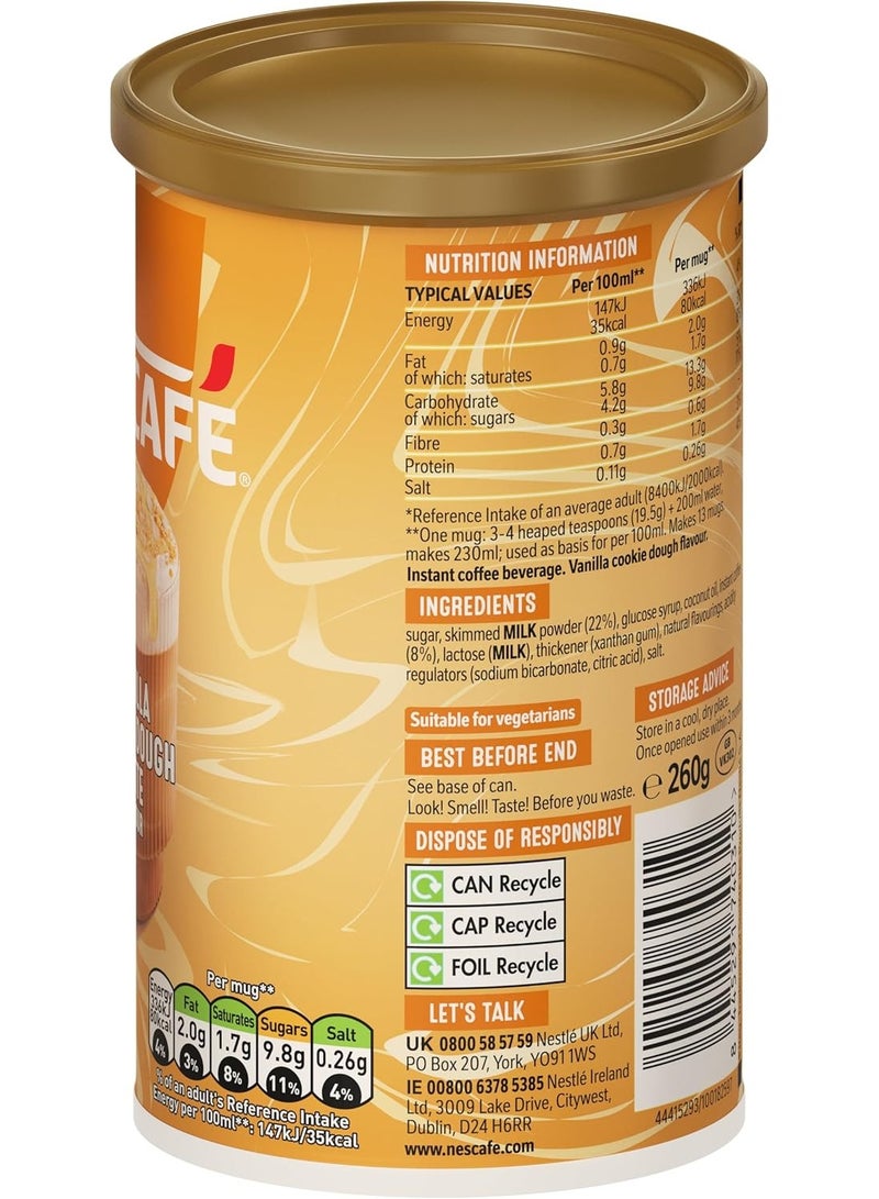 Nescafe Vanilla Cookie Dough Latte Flavour 260g 260grams Single - Image 2