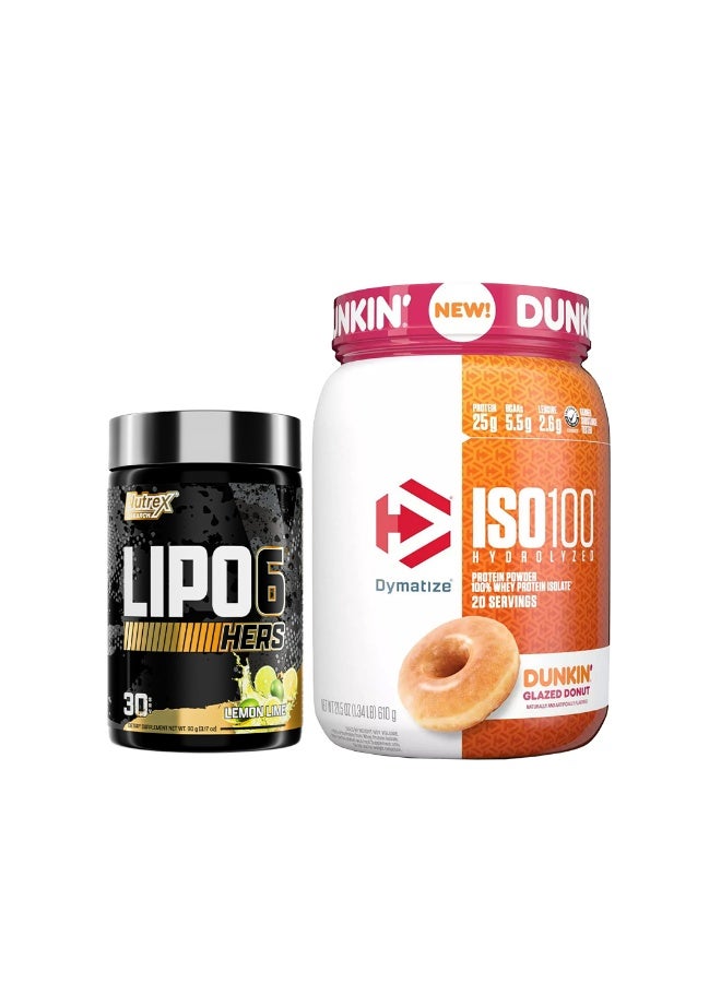 ديماتيز عرض الحزمة – ISO100 20 حصة دونات غلازيد من دانكن و Lipo6 Hers ليمون ليمون 30 حصة - Image 1