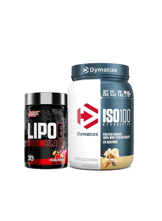 ديماتيز ISO100 Whey Protein (Gourmet Vanilla , 20 Servings) + Nutrex Lipo6 Black Fat Burner (30 Servings) - Image 1