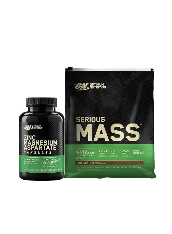 أوبتيموم نيوتريشن سيريوس ماس شوكولاتة [12 رطل] + زينما [90 كبسولة] - Image 1