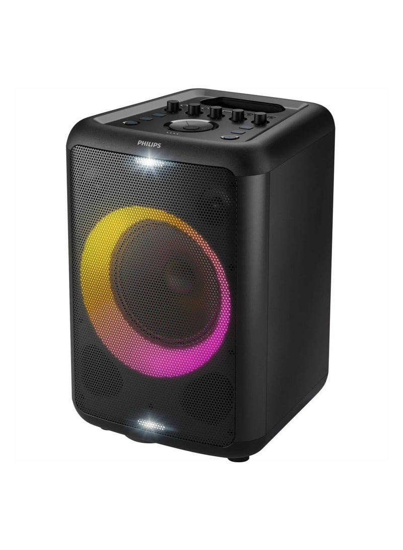 Philips Partbox Speaker Tax5206 Output 80W Playtime Up To 14 Hours Karaoke Features, Guitar And Microphone Input Party Lights And Wheeled Cart Design Black - Image 1