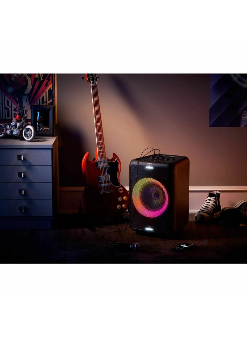 Philips Partbox Speaker Tax5206 Output 80W Playtime Up To 14 Hours Karaoke Features, Guitar And Microphone Input Party Lights And Wheeled Cart Design Black - Image 3