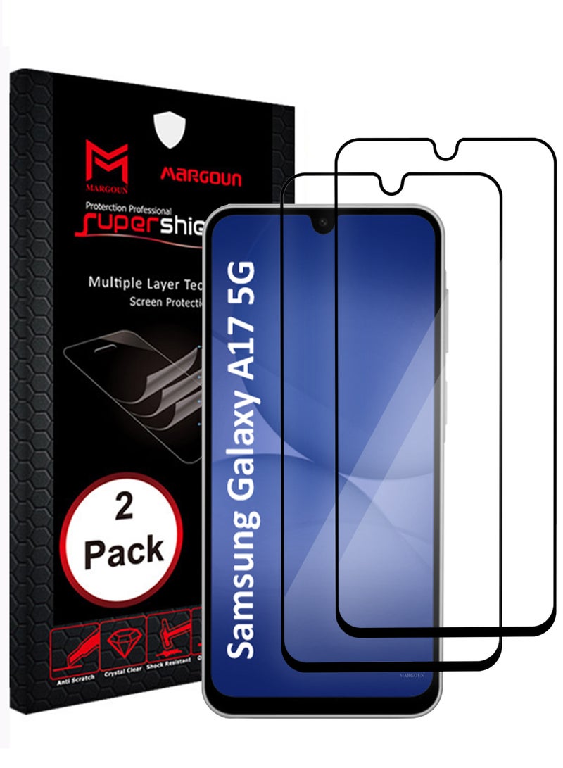MARGOUN 2 Pieces 3D Tempered Glass Screen Protector for Samsung Galaxy A17 5G – 6GB RAM / 128GB Storage Clear-2 - Image 1