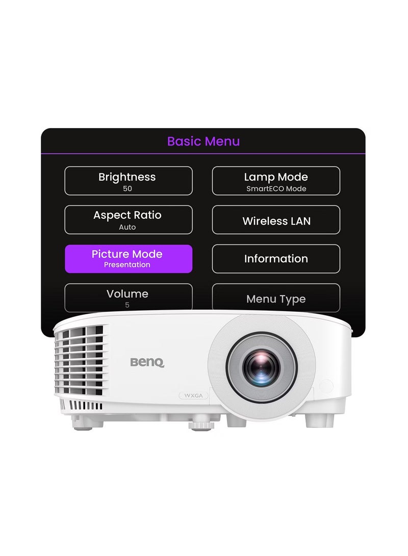 BenQ 4000 Lumens WXGA SmartEco Business Projector – Ultra-Bright, Energy-Efficient, High-Clarity Solution for Meeting Rooms, Classrooms, Trainings & Professional Presentations MW560C White - Image 2