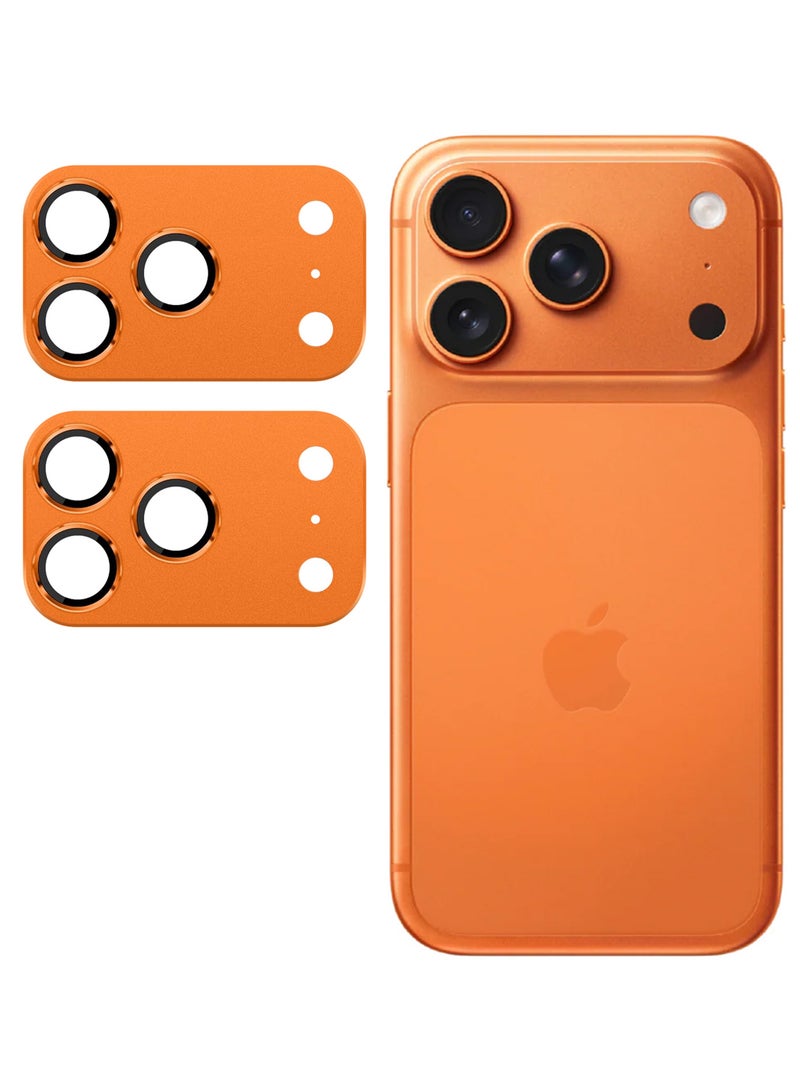 MARGOUN 2Pieces Full Camera Lens Shield Metal Frame 9H Glass Protector for iPhone 17 Pro Max - Cosmic Orange - Image 1