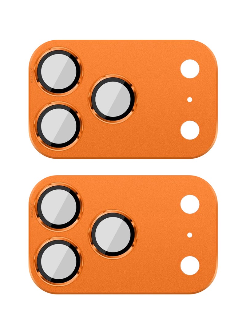 MARGOUN 2Pieces Full Camera Lens Shield Metal Frame 9H Glass Protector for iPhone 17 Pro Max - Cosmic Orange - Image 4