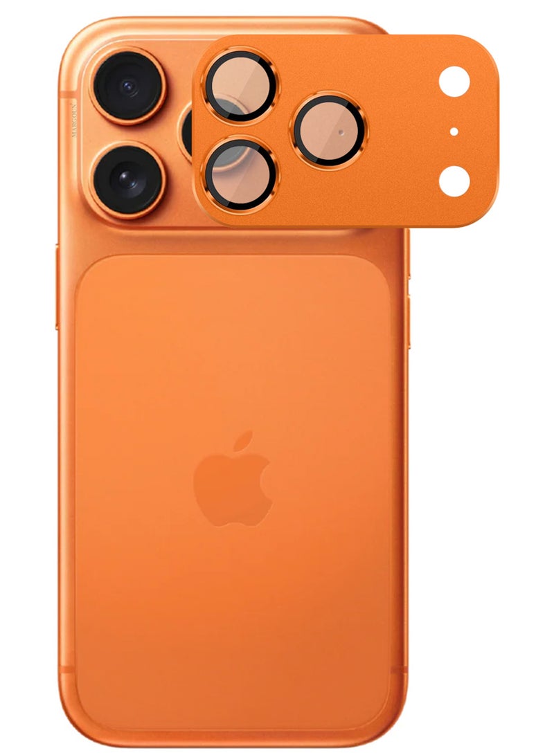MARGOUN Full Camera Lens Shield Metal Frame 9H Glass Protector for iPhone 17 Pro Max - Cosmic Orange - Image 2
