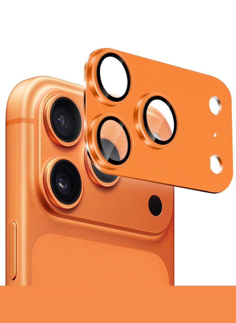 MARGOUN Full Camera Lens Shield Metal Frame 9H Glass Protector for iPhone 17 Pro Max - Cosmic Orange - Image 4