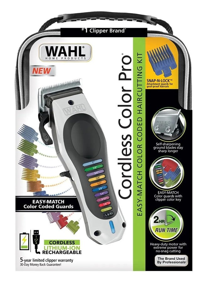WAHL Cordless Color Pro, Lithium-Ion, Hair Clipper for Men, Rechargeable Hair Cutting Kit with 12 Color Coded Guards, Self-Sharpening Blades & Adjustable Taper Lever - 3027001 - Black - Image 3