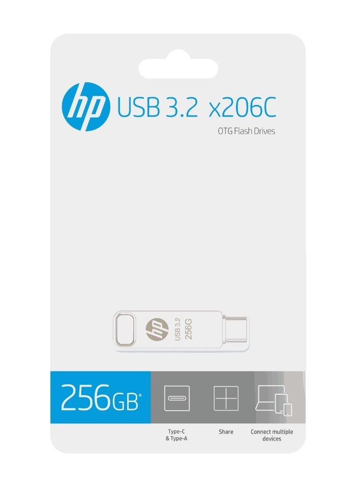 HP 256GB x206c OTG Type-C USB 3.2 Dual Flash Drive for Iphone 15 Iphone 16 Android Tablet PC Laptop 256 GB - Image 2