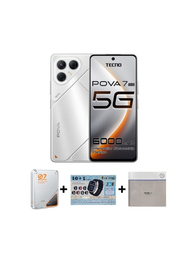 TECNO Pova 7 Dual SIM Magic Silver 8GB 256GB 5G + Gifts - Middle East Version - Image 1