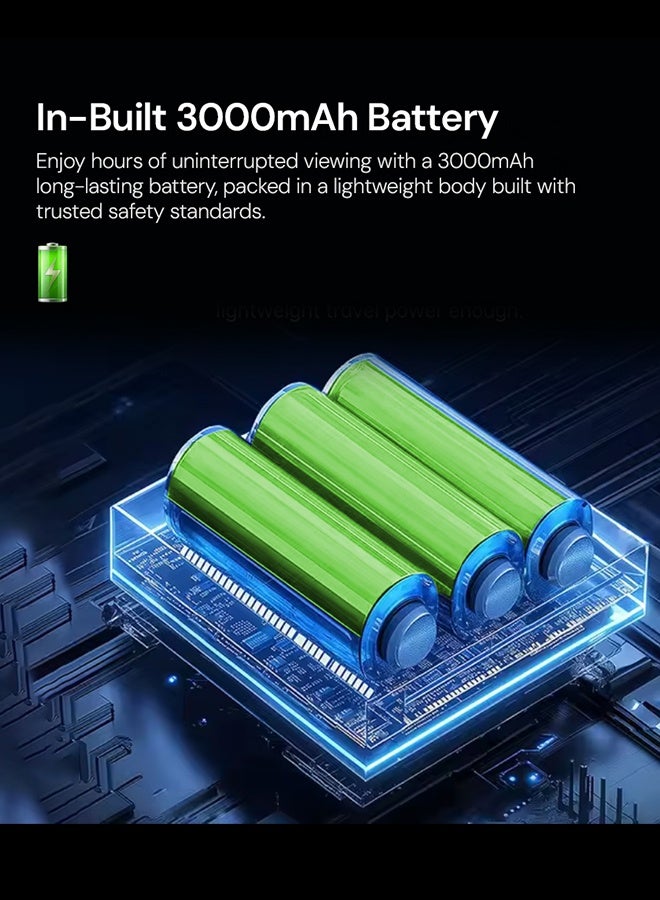 Wownect Mini Portable Projector |Built-in Battery|150 ANSI Lumens| 1080P Full HD Support |Android 13 Smart WiFi Bluetooth Projector | Digital Focus & Keystone, Type-C HDMI USB, Home Cinema & Outdoor Movie Projector PROJ-WO-110-AN White - Image 3