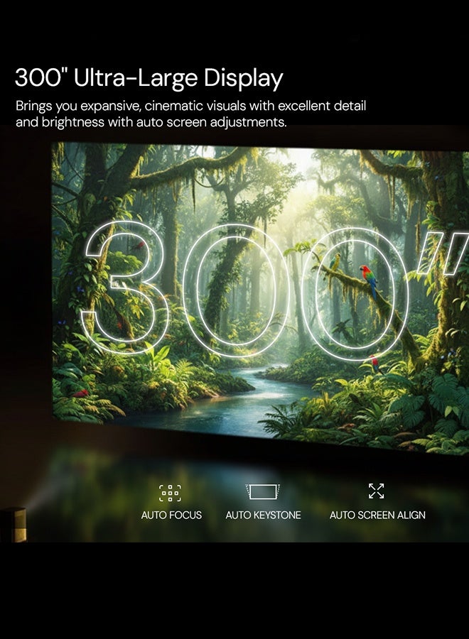 Wownect Android DLP Projector | 300 ANSI Lumens | 8000mAh Battery | Auto Focus & Keystone | 4K HDR 3D Support | 300" Screen | 10W Speaker | 5G WiFi & BT 5.0 | Portable Projector for Home, Outdoor & Office PROJ-WO-116-AN Grey - Image 4