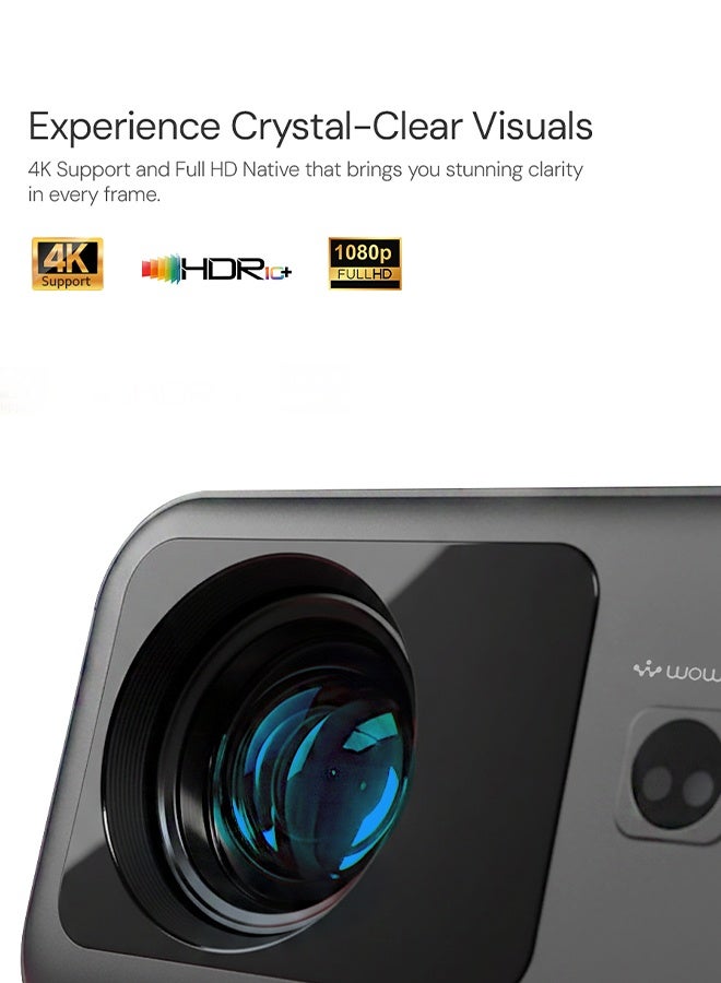 وونكت بروجيكتور ذكي بدقة 1080P Full HD | 400 ANSI لومن | دعم 4K HDR | تركيز تلقائي وتصحيح 6D | شاشة عرض كبيرة من 40 إلى 250 بوصة | بروجيكتور مسرح منزلي بنظام Android 12 و WiFi 6 و Bluetooth 5.4، AirPlay و Miracast - Image 5