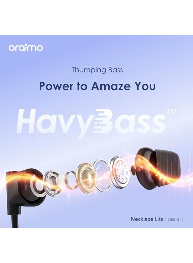 أورايمو OEB-311 Dual Wireless Earbuds Lite, Neckband Design, Deep Bass Sound, 30-Hour Playtime, Fast Charging and Response, ENC Technology, Comfortable and Sweat-Resistant Neckband - Blue - Image 2