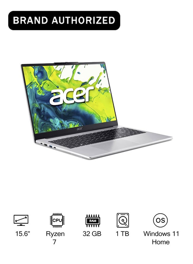 Aspire Lite AL15 Laptop with AMD Ryzen 7-5825U Octa Core Upto 4.5GHz/32GB DDR4 RAM/1TB SSD Storage/AMD Radeon Graphics/15.6" FHD IPS SlimBezel Display/WiFi-6/Win 11 silver
